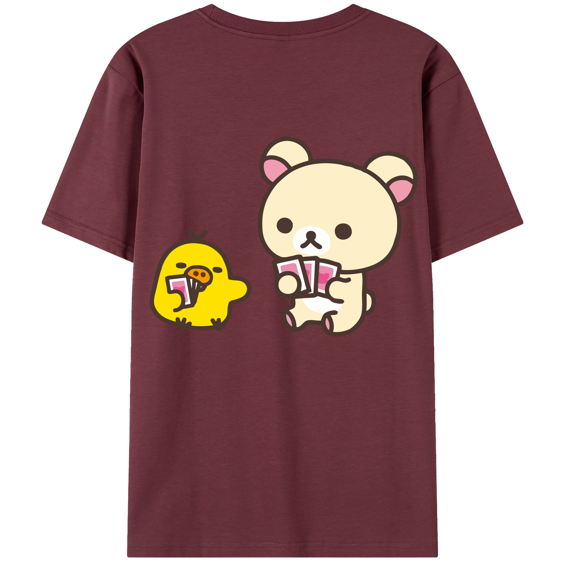 （画像用） リラックマ リラックマ キイロイトリ Rilakkuma Korilakkuma Kiiroitori 綿100％半袖Tシャツ（背面プリント）
